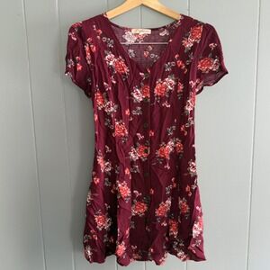 Rewind Y2K Floral Mini‎ Dress sz L Corset Back lacing Cottagecore Festival